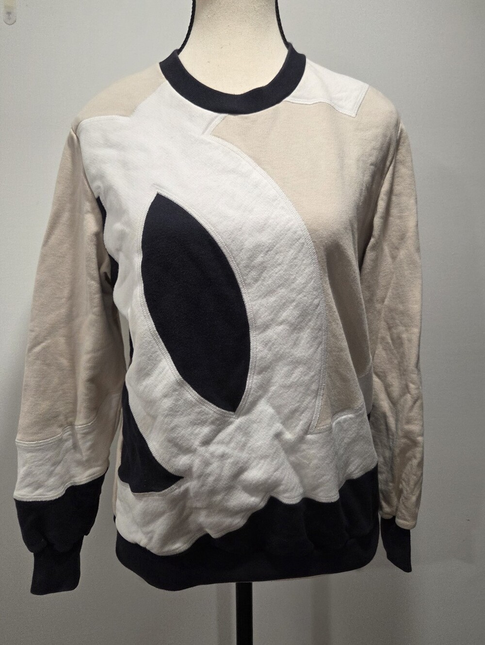 CHANEL Size 2 18P 2018 Oversized CC Logo Colorblock Cotton Sweatshirt